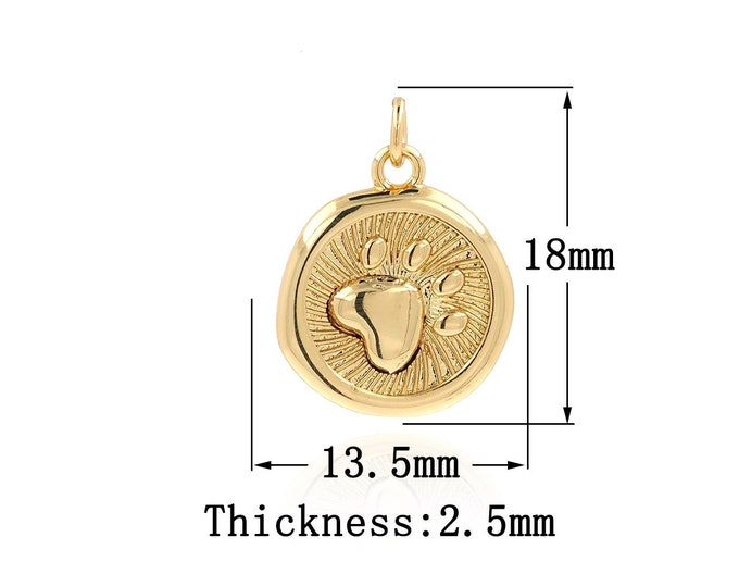 18K Gold Filled Round Pendant, Gold Dainty Round Charms,Simple pendant Bracelet Necklace for DIY Jewelry Making Supply