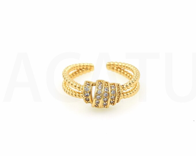 18K Gold Filled Rope Knot  Ring,Gold Dainty CZ Open Ring,Simple Ring,Gift for Her
