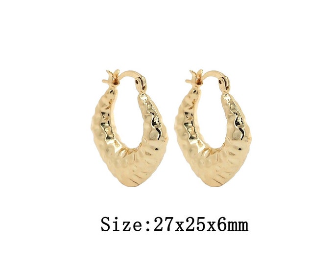 1 pair Gold Dainty Hoop Earrings,18K Gold Filled U Earrings,Simple Earrings,Gift for Her