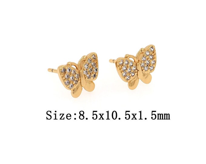 1pair 18K Gold Filling Butterfly Stud Earrings,Gold Butterfly Stud Earring,Simple Stud Earrings,Gift for Her