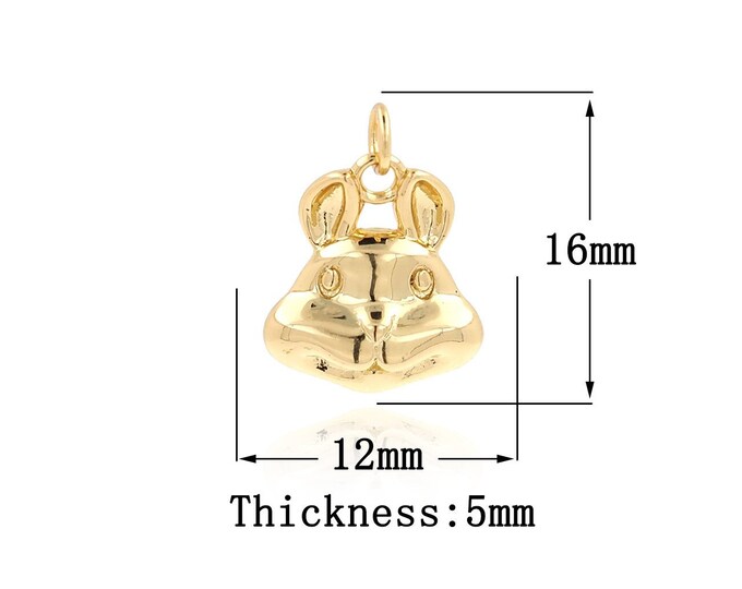 18K Gold Filled Rabbit Pendant, Gold Dainty Rabbit Charms,Simple pendant Bracelet Necklace for DIY Jewelry Making Supply