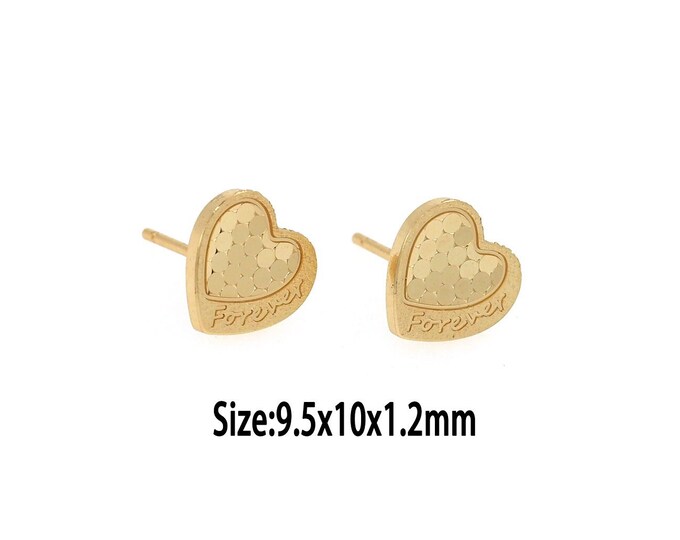 1 Pair 18K Gold Heart Stud Earrings, Gold  Honeycomb Stud Earrings,Dainty Forever Stud Earrings, Small Stud Earrings, Gifts for Her