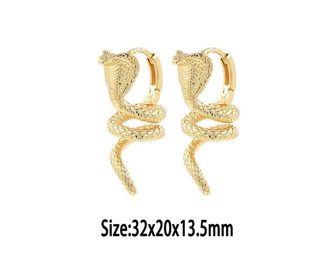 1pair 18K Gold Filled Snake Earrings, Animal Hoop Earring,Gold Earrings,Dainty Earrings,Gold Hoop Earrings,Gift For Her