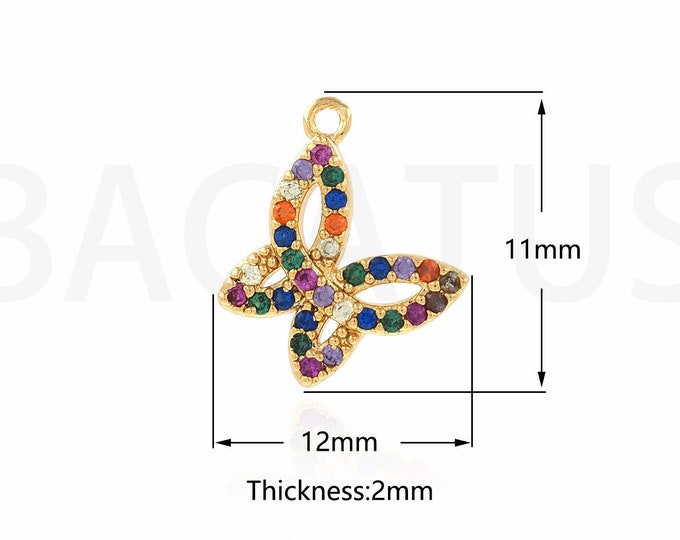 1PCS Animal Charm,  Gold Butterfly Pendant, CZ Butterfly Pendant, Butterfly Necklace, Suitable For Jewelry Making Supplies 12x11x2mm