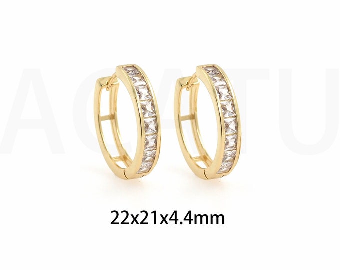 MicroPave CZ Party Earrings,18K Gold Filled Fashion Earrings,Pierced Earrings, Gift For Her, Round Earrings,DIY Jewelry Supplies,22x21x4.4mm