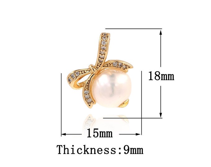 18K Gold Filled Pearl Pendant, Gold Dainty Pearl Charms,Simple pendant Bracelet Necklace for DIY Jewelry Making Supply