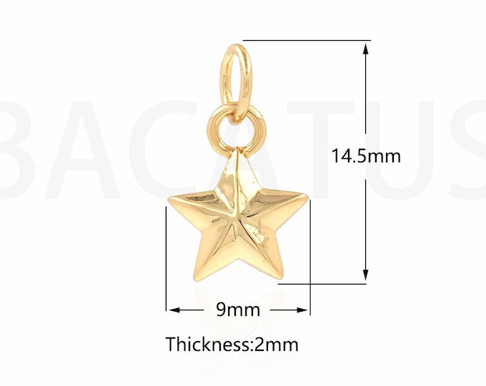 1PCS 18K Gold Filled Star Necklace,Dainty Star Pendant, Star Pendant, Star Charm, Suitable For Jewelry Making 9x14.5x2mm