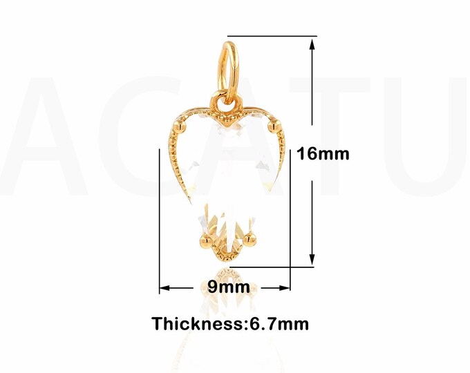 1Pcs Crystal Pendant Ruby Red Crystal Necklace, Heart-Shaped Pendant Necklace Gold Heart Jewelry DIY Ruby Jewelry Accessories,16x9x6.7mm