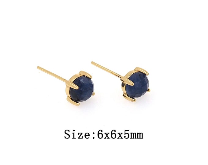 1pair 18K Gold Filling Round Stud Earrings,Gold Round Stud Earring,Natural Stone Stud Earrings,Gift for Her