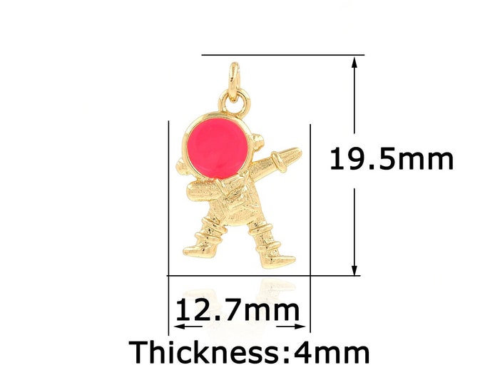 Astronaut Pendant,Gold Dainty Astronaut Pendant,18K Gold Filled Simple Pendant,Gift for Her,DIY Jewelry Supplies,12.7x19.5x4mm