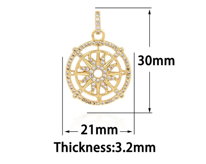 18K Gold Filled Round Pendant,Gold Dainty Round Charms,CZ Star Charm Bracelet Necklace for DIY Jewelry Making Supply