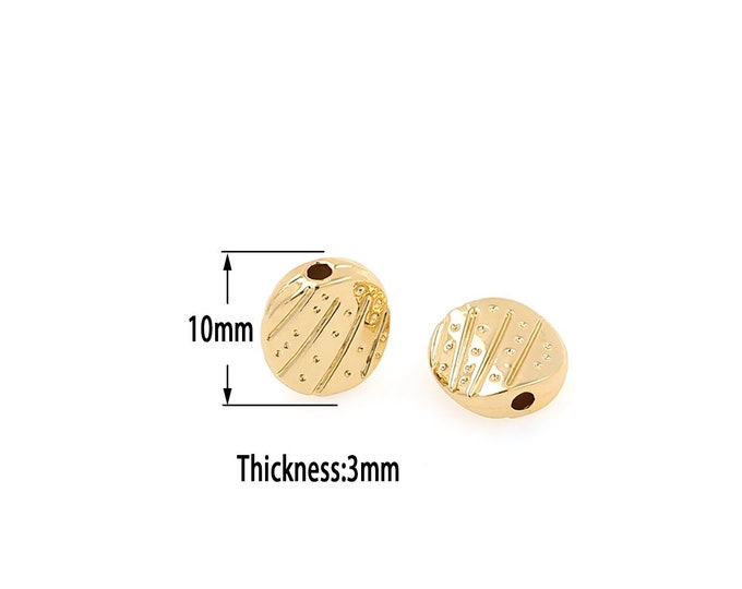 18K Gold Filled Flat Beads,Gold Flat Beads,DIY Bracelet Necklace Earrings Jewelry Making
