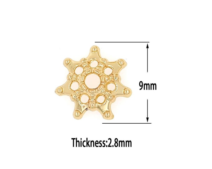 18K Gold Filled Star Beads Cap,Gold Star Beads Cap, DIY Bracelet Necklace Earrings Jewelry Making