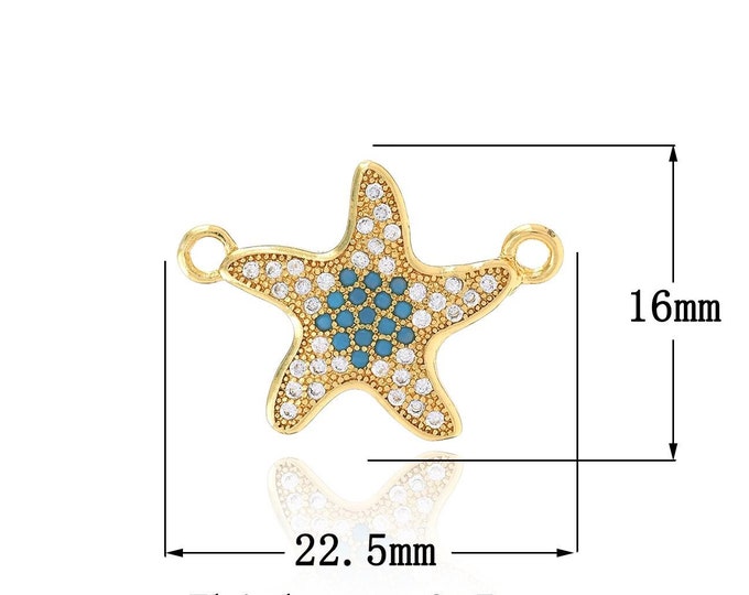 18K Gold Filled Starfish Connector,Gold Dainty Starfish Connector,Starfish Connector DIY Jewelry Making Supply,16x22.5x2.5mm