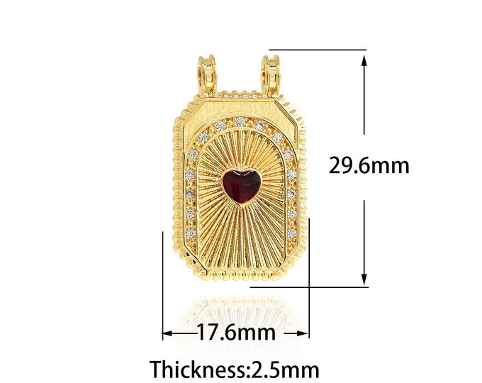 Square Pendant,Love Charms,18K Gold Filled Heart Charm,Rectangular Necklace,Love Necklace,DIY Jewelry Supplies,