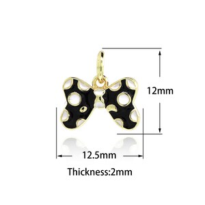 18K Gold Filled Bow Pendant,Gold Dainty Charms,Enamel Charms Pendant Bracelet Necklace for DIY Jewelry Making Supply