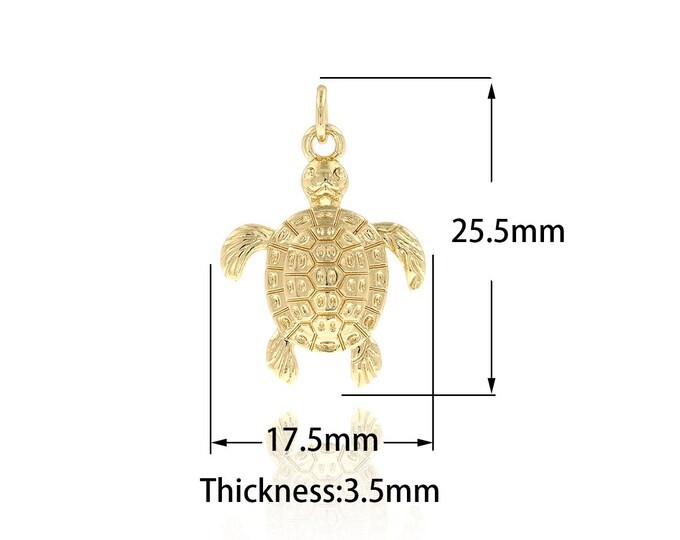 Micropavé CZ Gold Tortoise Necklace, Metal Tortoise, 18K Gold Filled Mini Tortoise Pendant, Marine Jewelry
