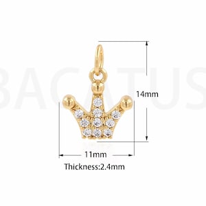 Micropavé CZ Krone Halskette, 18K Gold Filled Kronenanhänger, Exquisite Krone Halskette, Kronenanhänger, 14x11x2,4mm