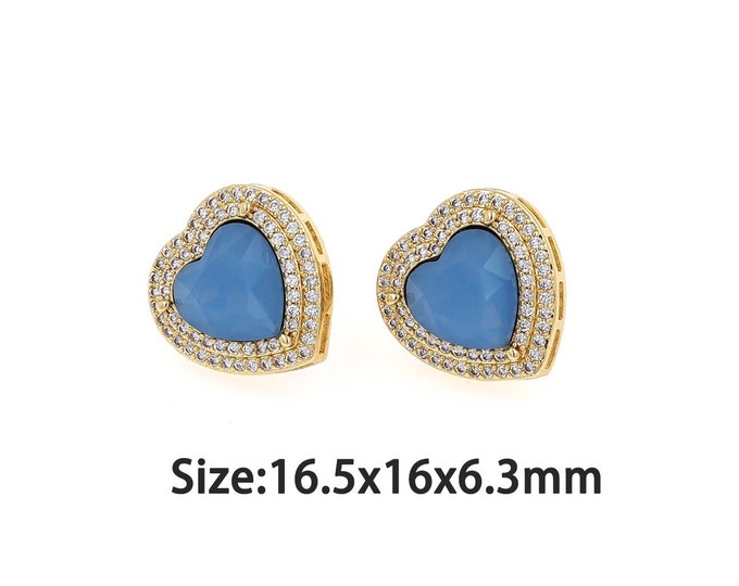 1 pair 18K Gold Filled Heart Stud Earrings,Gold Dainty CZ Heart Stud Earring,Simple Stud Earrings,Gift for Her