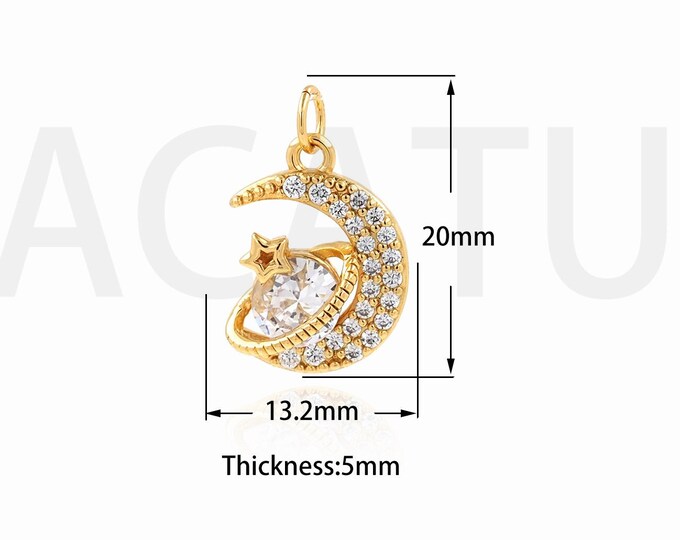 1PCS Moon Pendants, Suitable For Bracelets, Necklaces, Jewelry Products, Hollow Moons, DIY Jewelry Making, Crescent Charm 20x13.2x5mm