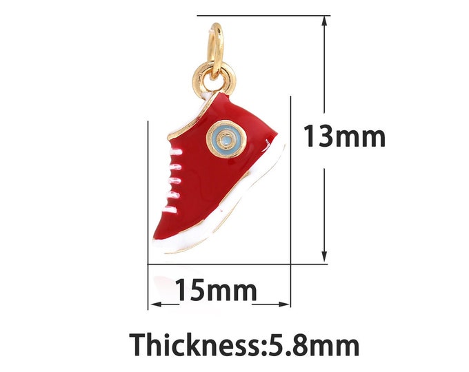 18K Gold Filled Shoe Pendant, Gold Dainty Enamel Shoe Charms,Simple Charm Bracelet Necklace, Suitable for DIY Jewelry Making Supply