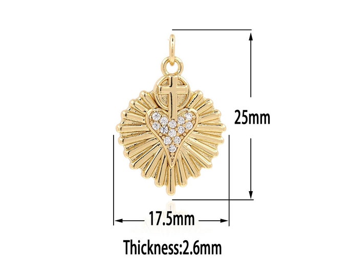 18K Gold Filled Cross Pendant,Gold  Dainty Charms, Minimalist  Charm Bracelet Necklace for DIY Jewelry Making Supply
