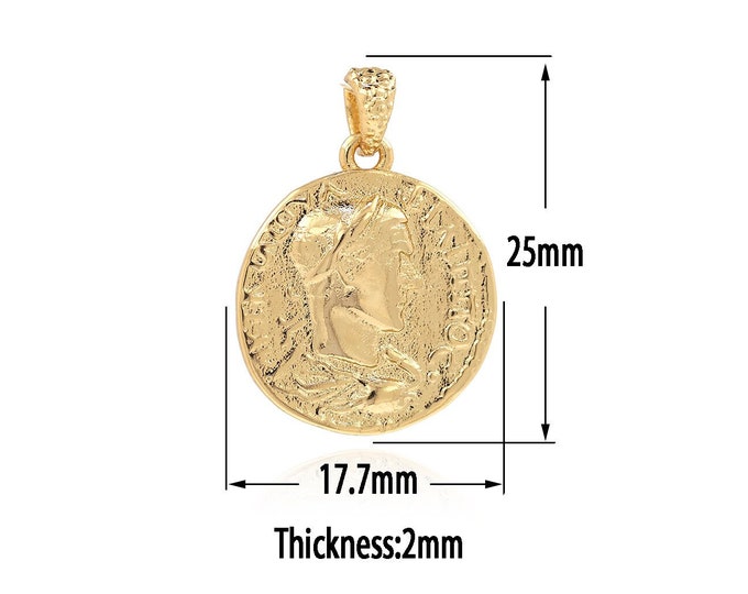 18K Gold Filled Portrait Pendant,Gold  Dainty Character Charms, Relief Charm Bracelet Necklace for DIY Jewelry Making Supply