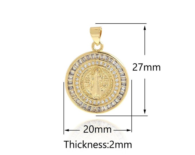 18K Gold Filled Jesus Pendant,Gold Dainty Religion Charms,CZ  Christian Charm Bracelet Necklace for DIY Jewelry Making Supply