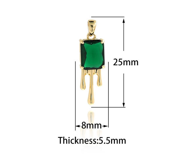Single Zircon Square Pendant,18K Gold Fille Square Charm, Pendant Necklace, Cubic Zirconia Pendant,DIY Jewelry Supplies