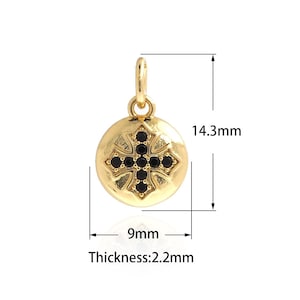 Round Pendants,18K Gold Filled Cross Charms,Religious Charm,Micropavé CZ Cross Pendant,DIY Jewelry Supplies