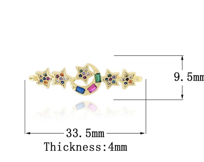 18K Gold Filled Star Connector,Moon Star Necklace Charms,Micro Pave CZ Star Pendant,DIY Jewelry Supplies