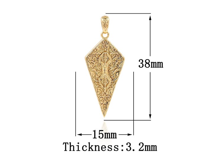 18K Gold Filled Relief Pendant, Gold Dainty Triangle Charms,Simple pendant Bracelet Necklace for DIY Jewelry Making Supply