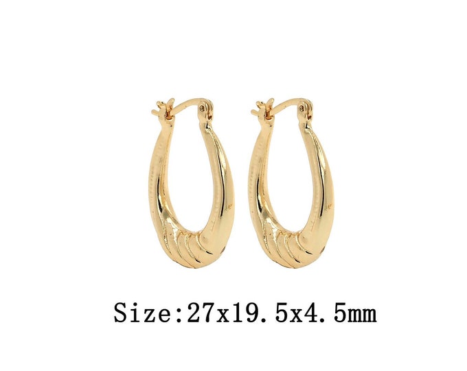 1 pair 18K Gold Filled U Earrings,Gold Dainty Hoop Earrings,Simple Earrings,Gift for Her