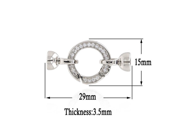 Silver Filled Round Connector, Round Connector, CZ Round Charm Bracelet Necklace for DIY Jewelry Making Supply