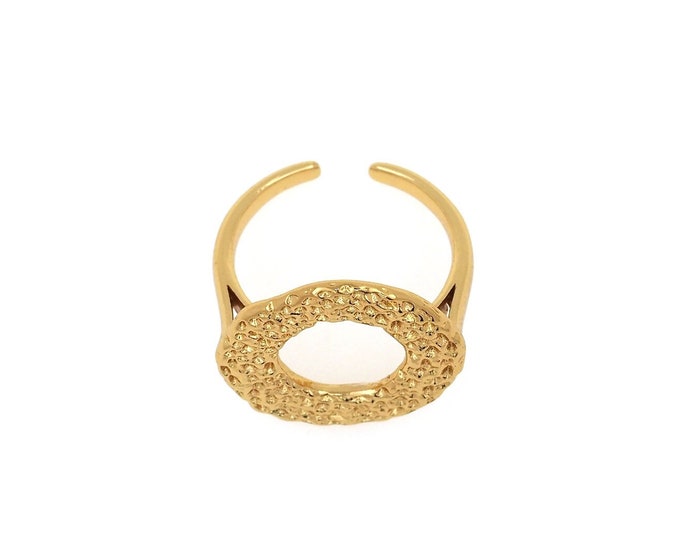 18k Gold Filled Hammered Round Ring, Open Ring Adjustable Ring, Dainty Ring, Simple Ring, Gift for He