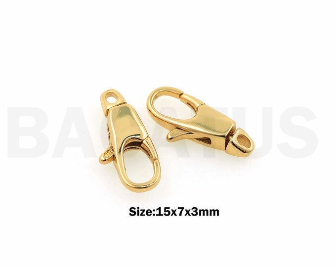 Spring Clasp,Necklace Clasp,Lobster Clasp,18K Gold Filled  Carabiner Clasp, Rotatable Tail, Bracelet Clasp,DIY Jewelry Supplies,15x7x3mm