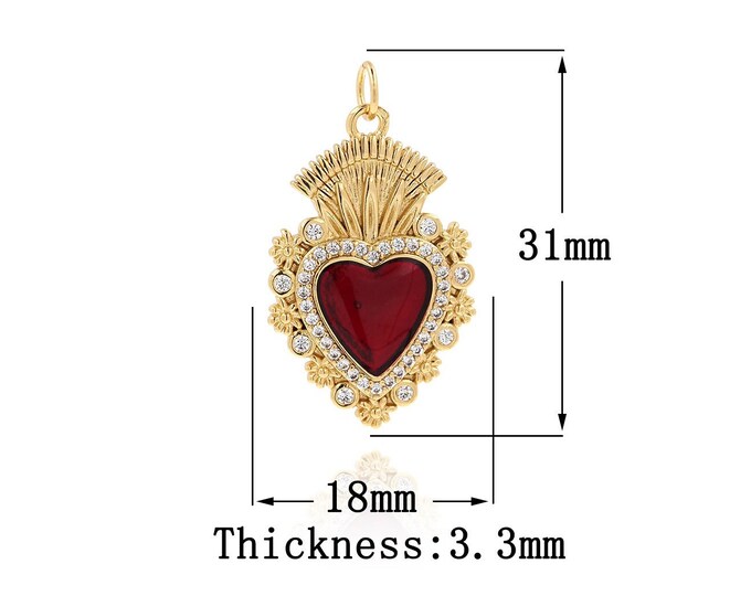 18K Gold Filled Heart Pendant, Gold Dainty Heart Charms,Simple pendant Bracelet Necklace for DIY Jewelry Making Supply