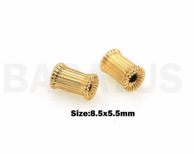 10 pcs Cylinder Beads, Tube Beads, 18K Gold Filled Bracelet Beads, Bar Spacer Beads, DIY Jewelry Supplies, 8.5x5.5mm