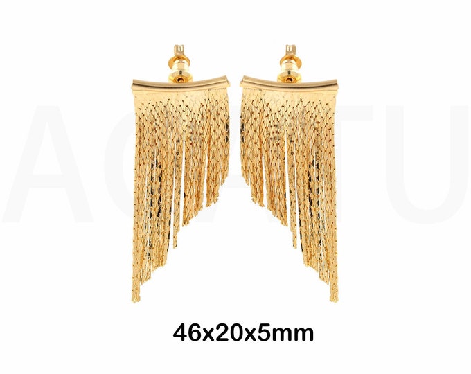 18K Gold Filled Drop Earrings,Statement Earrings, Fashion Earrings,Thin Tassel Earrings, Round Earrings,Gift For Her,46x20x5mm