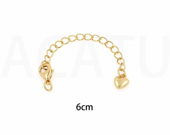 Tail Chain, Necklace Extender, 18K Gold Filled Heart Chain, Lobster Clasp Extender, Bracelet Extender, DIY Jewelry Supplies, 6cm