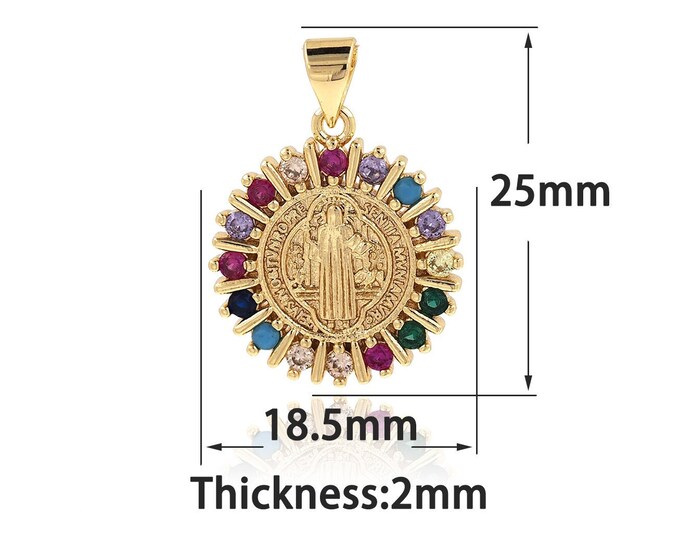 18K Gold Filled Jesus Pendant,Gold Dainty CZ Christian Charms,Simple Charm Bracelet Necklace for DIY Jewelry Making Supply
