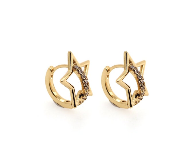 1Pair Pentagram Jewelry Star Earring Earrings Gold Earrings 18K Gold Filled Earrings Celestial Jewelry Star Charm 16x18x15mm