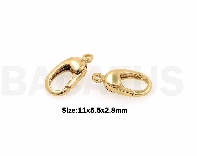 carabiner, spring clasp, necklace clasp,oval clasp,Jewelry Clasp Lobster clasp,18K gold filled snap clasp, DIY jewelry supplies,11x5.5x2.8mm