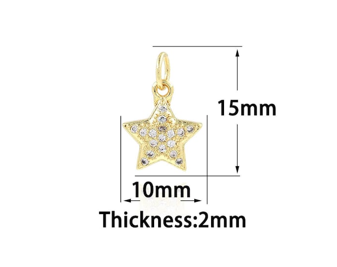 18K Gold Filled Large Star Pendant,Star Necklace, Star Charm,Pentagram Jewelry,DIY Jewelry Making Supplies 10x15x2mm