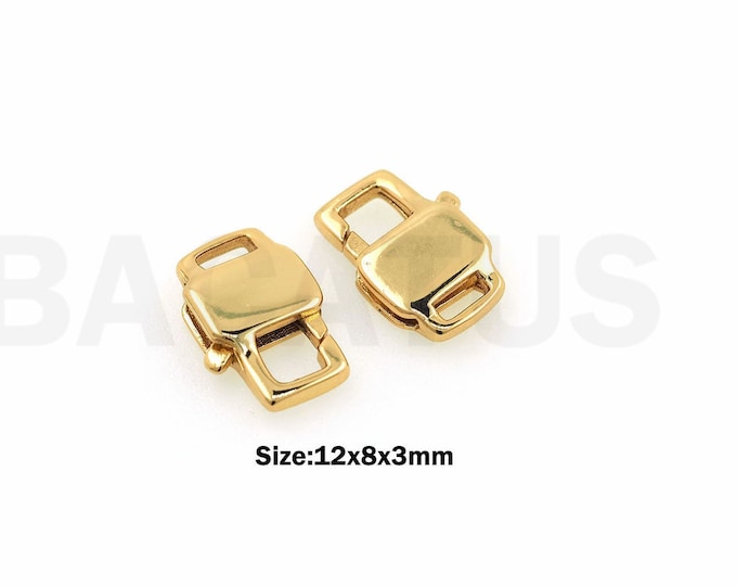 1pcs Miniature Clasp, 18K Gold Filled Lock Clasp Jewelry Clasp,Square Carabiner, DIY Bracelet, Necklace Jewelry Buckle Accessories,12x8x3mm