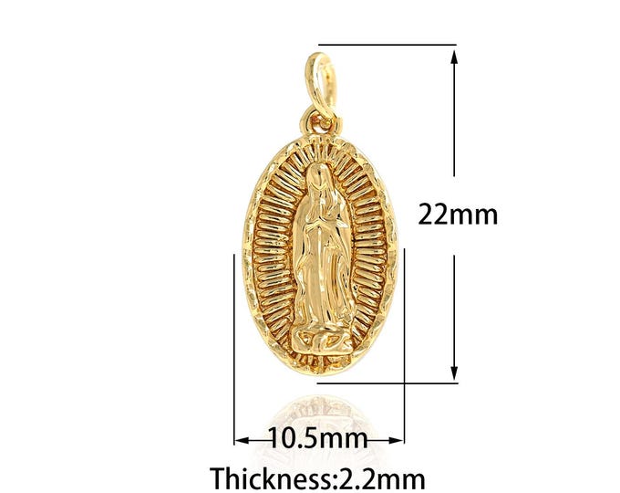 1 PCS Oval Virgin Mary pendant,Religion Charms Virgin Mary Necklace, 18K Gold Filled Virgin Mary Charm, DIY Jewelry Supplies