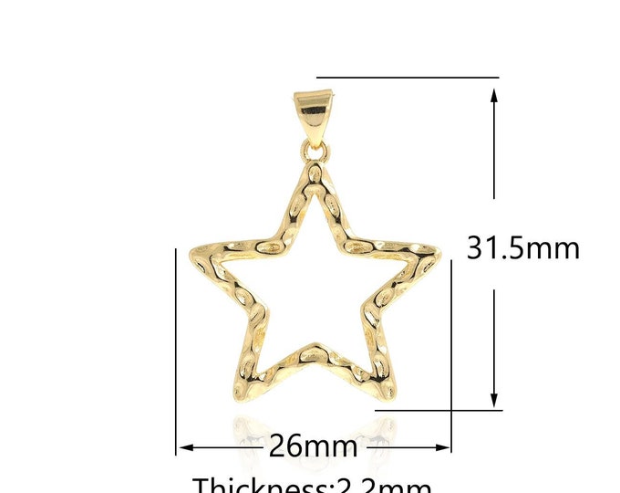 Pentagram Pendant,Star Charm, 18K Gold Filled Pentagram Charm, Polaris Pendant, DIY Jewelry Supplies,