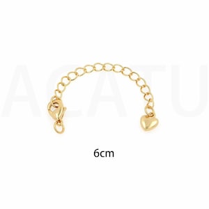 Tail Chain, Necklace Extender, 18K Gold Filled Heart Chain, Lobster Clasp Extender, Bracelet Extender, DIY Jewelry Supplies, 6cm