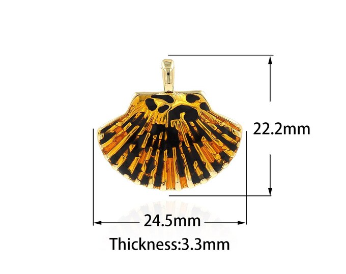 18K Gold Filled Shell Pendant,Enamel Shell Charms,Simple Pendant Bracelet Necklace for DIY Jewelry Making Supply,