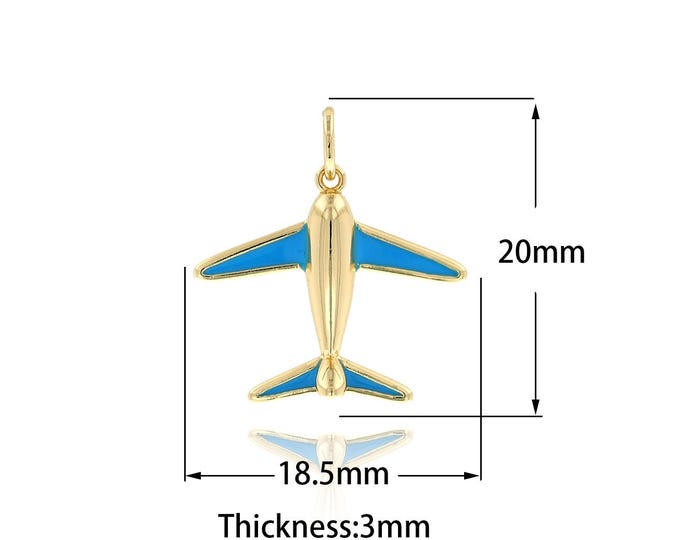 18K Gold Filled Airplane Model Pendant,Gold Dainty Airplane Model Charms,Enamel Charm Bracelet Necklace for DIY Jewelry Making Supply